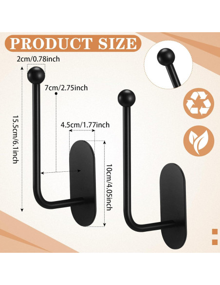 Soportes Adhesivos para Cortinas CroBlissful 2 Pcs Negro