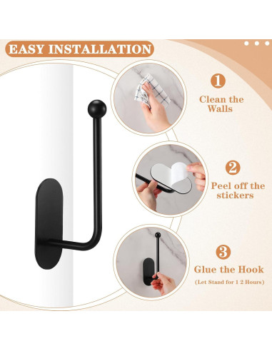 Soportes Adhesivos para Cortinas CroBlissful 2 Pcs Negro