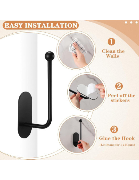 Soportes Adhesivos para Cortinas CroBlissful 2 Pcs Negro