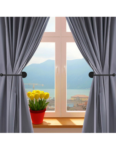 Soportes Adhesivos para Cortinas CroBlissful 2 Pcs Negro