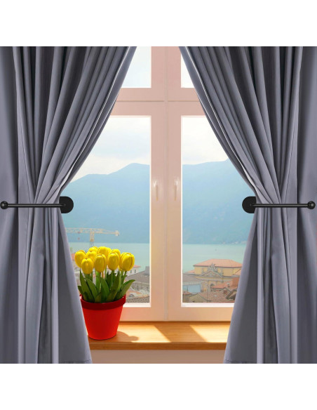Soportes Adhesivos para Cortinas CroBlissful 2 Pcs Negro
