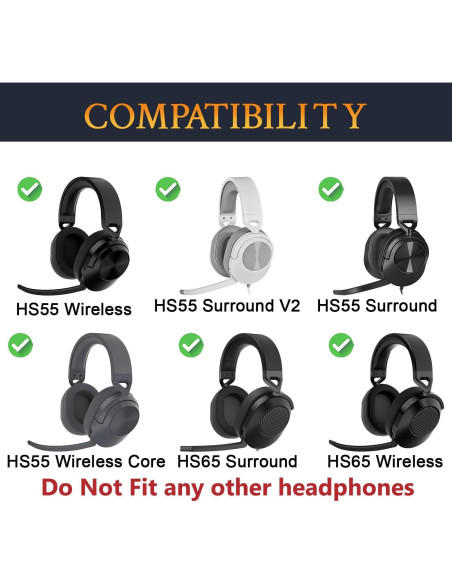 Almohadillas de Reemplazo SOULWIT para Corsair HS65/HS55 - Negro