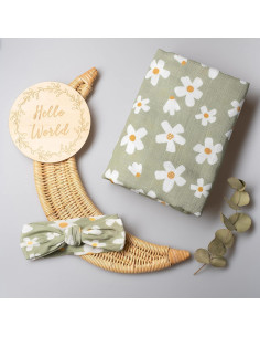 Manta de Muselina Orgánica Miaoberry 119.4x119.4 cm Floral 2