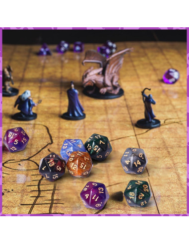 Juego de 60 Dados D20 Acrílicos 20mm Color Retro para RPG