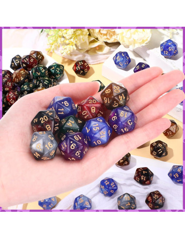 Juego de 60 Dados D20 Acrílicos 20mm Color Retro para RPG