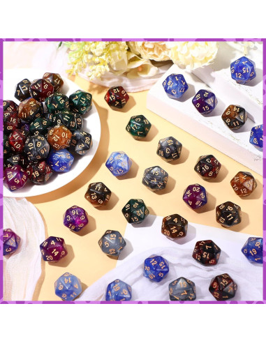 Juego de 60 Dados D20 Acrílicos 20mm Color Retro para RPG