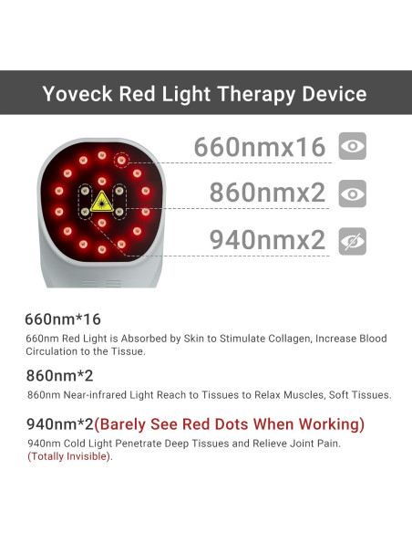 Dispositivo de Terapia de Luz Roja YOVECK 940nm 860nm 660nm