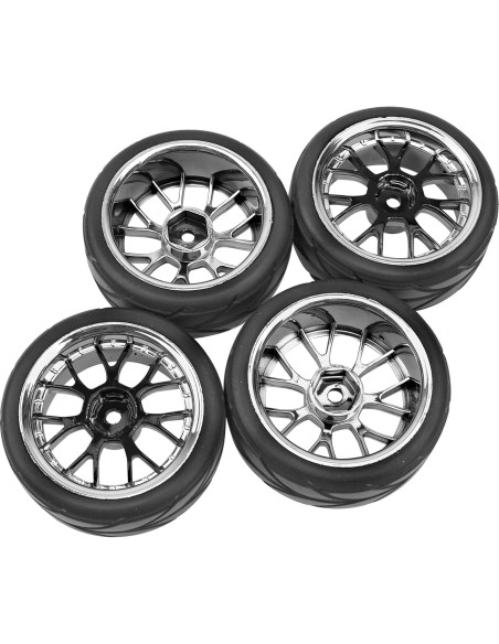 4 Neumáticos de Caucho HIRCQOO 65mm para Carros RC 1/10