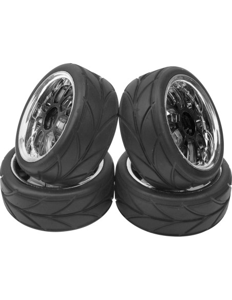 4 Neumáticos de Caucho HIRCQOO 65mm para Carros RC 1/10