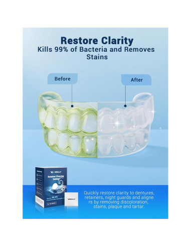 120 Tabletas Limpiadoras WRKLLY para Retenedores y Dentaduras