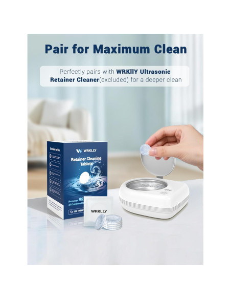 120 Tabletas Limpiadoras WRKLLY para Retenedores y Dentaduras