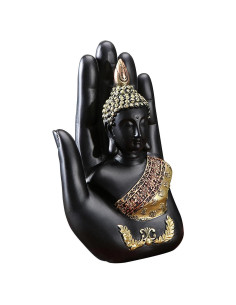 Estatua de Buda Tailandés Meditando en Resina Negra 18cm