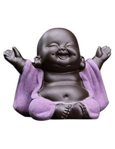 Estatua de Buda Bebé de Cerámica Kingzhuo 6.8 cm Púrpura