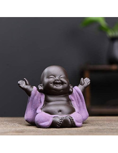 Estatua de Buda Bebé de Cerámica Kingzhuo 6.8 cm Púrpura 2