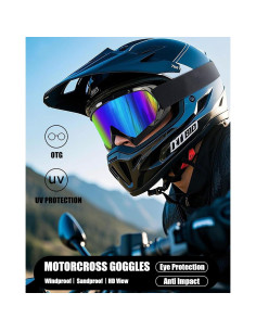 Gafas de Motocross Immoono con Balaclava Unisex - Negro 2
