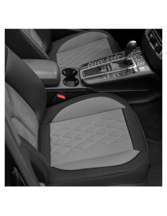 Funda de Asiento de Coche JOJOBAY 2 PCS Cuero Gris Antideslizante