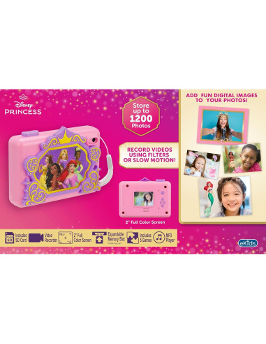 Cámara Digital para Niños eKids Disney Princess 32MP Rosa