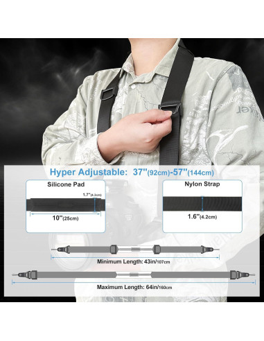 Correa de cámara FIEIL negra ajustable con hebillas rápidas