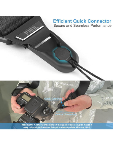 Correa de cámara FIEIL negra ajustable con hebillas rápidas