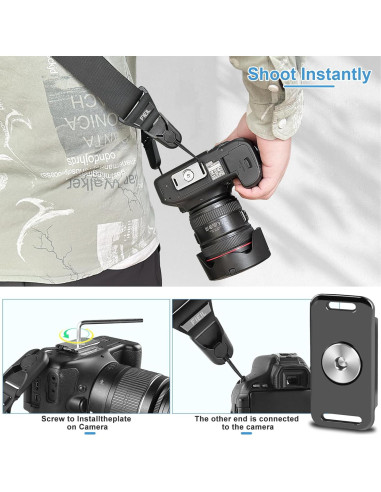 Correa de cámara FIEIL negra ajustable con hebillas rápidas