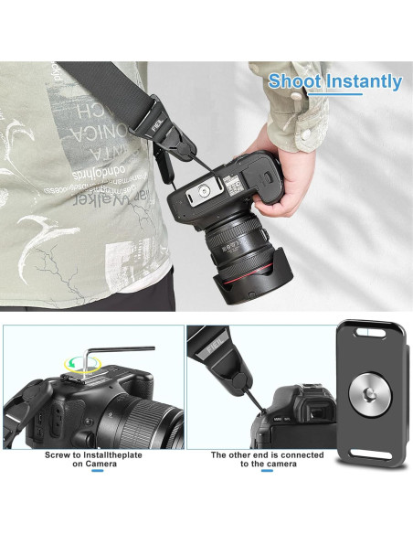 Correa de cámara FIEIL negra ajustable con hebillas rápidas