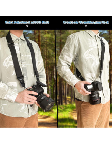 Correa de cámara FIEIL negra ajustable con hebillas rápidas