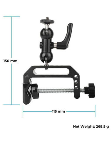 Abrazadera C CAMVATE con Mano de Bola Mini 1/4"-20