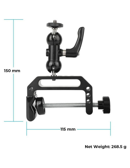 Abrazadera C CAMVATE con Mano de Bola Mini 1/4"-20
