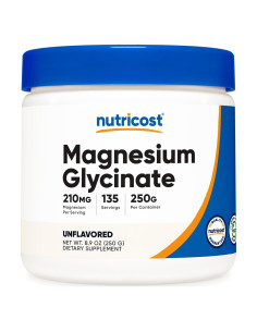 Polvo de Glicinato de Magnesio Nutricost 250g Sin Sabor