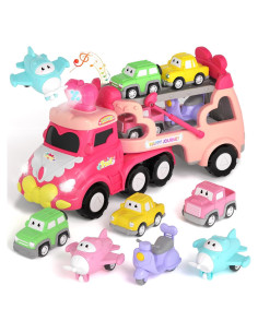 Set de Juguetes de Camiones Newcrave 7 en 1 para Niñas 1-3 Años