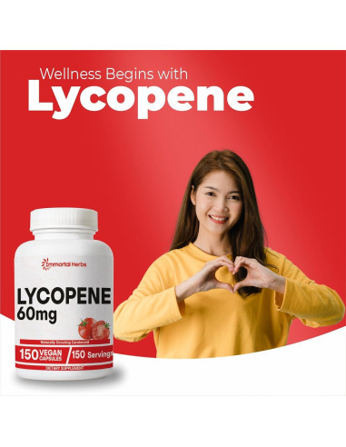 Suplemento de Licopeno Immortal Herbs 60mg 150 Cápsulas Veganas