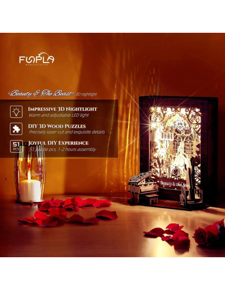 Rompecabezas 3D Lámpara Nocturna FUNPOLA La Bella y la Bestia