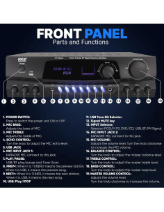 Amplificador de Potencia Pyle PT260A 200W Estéreo AM/FM 2