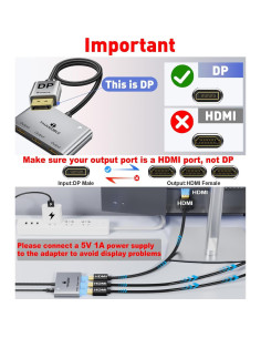 Divisor DisplayPort a 3 HDMI THANDBLE 4K@60Hz MST Hub 2