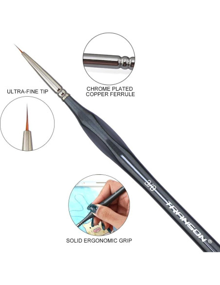 Juego de Pinceles de Detalle Fino Transon 8pcs Nylon