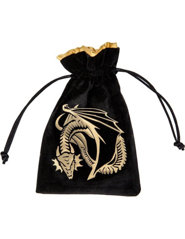 Bolsa de Dados Terciopelo Negro y Dorado Q-Workshop 10x1.3x15 cm