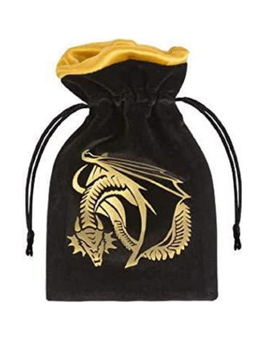 Bolsa de Dados Terciopelo Negro y Dorado Q-Workshop 10x1.3x15 cm