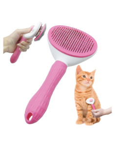 Cepillo Autolimpiante Treasurecove para Gatos y Perros - Rosa