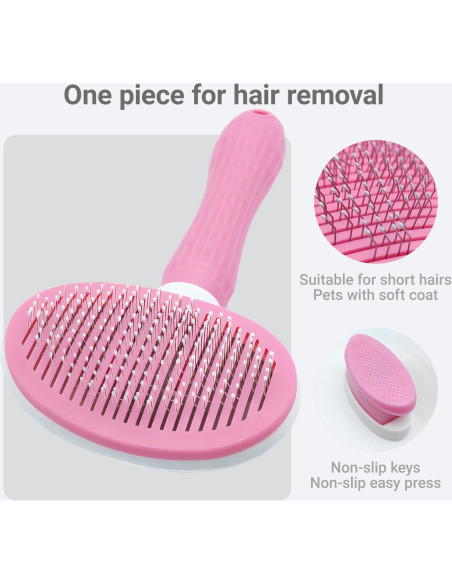 Cepillo Autolimpiante Treasurecove para Gatos y Perros - Rosa