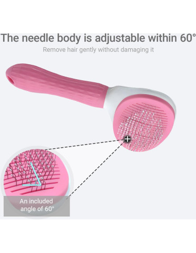 Cepillo Autolimpiante Treasurecove para Gatos y Perros - Rosa