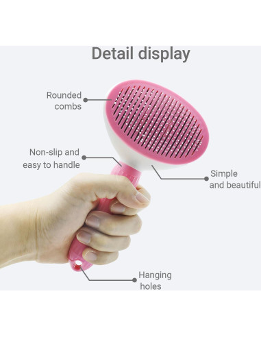 Cepillo Autolimpiante Treasurecove para Gatos y Perros - Rosa