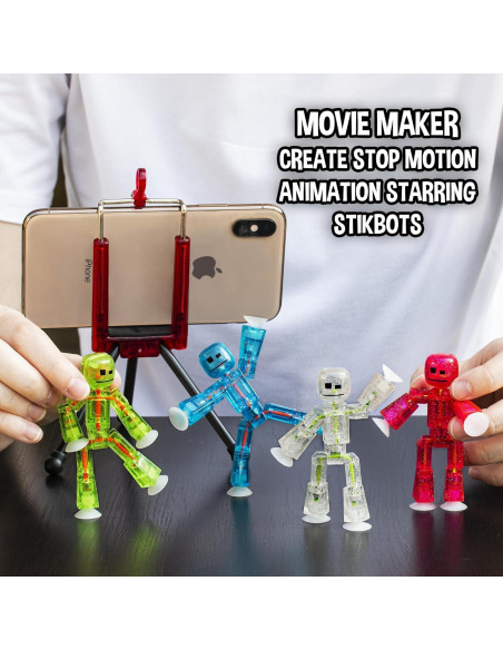 Set de 4 Figuras Stikbot Transparentes + Trípode Zing