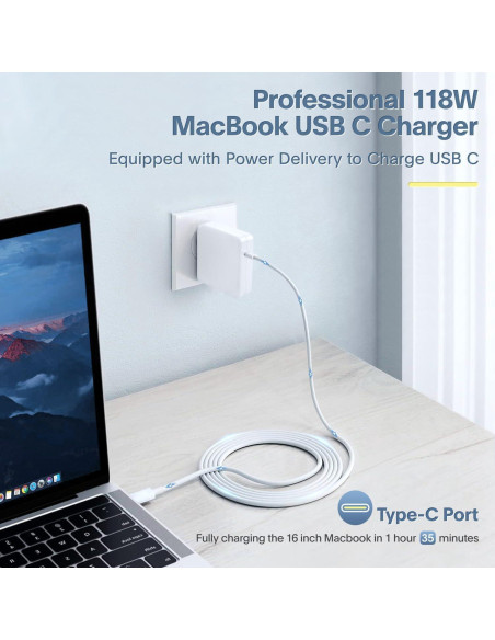 Cargador USB C 118W Azacvb para MacBook Pro y Air