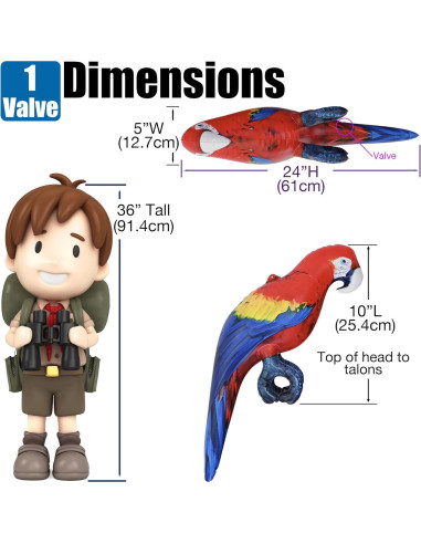 Loro Inflable Jet Creations 60 cm Amarillo Rojo Azul Decoración