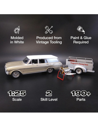 Modelo AMT 1963 Chevy II Station Wagon 1:25 con Remolque