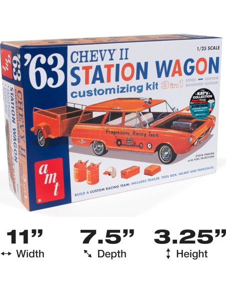 Modelo AMT 1963 Chevy II Station Wagon 1:25 con Remolque