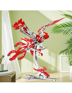 Rompecabezas 3D de Metal LONGPIN Fénix Rojo DIY 24 cm 2