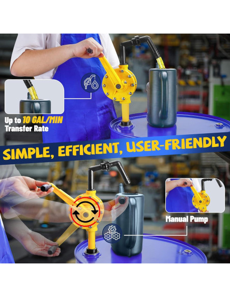 Bomba de Tambor Manual TALFIT 55 Galones 10 GPM Químicos