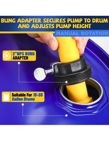 Bomba de Tambor Manual TALFIT 55 Galones 10 GPM Químicos