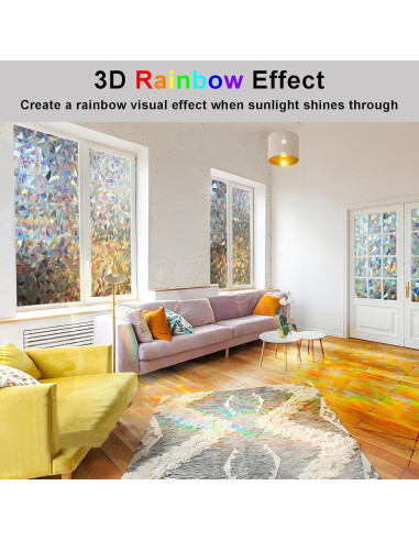 Película de Privacidad Arcoíris ZHMRROAD 44.5x200 cm PVC